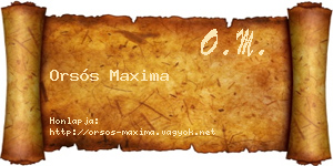 Orsós Maxima névjegykártya